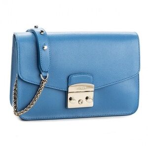 Furla Metropolis S Crossbody in Blue Leather